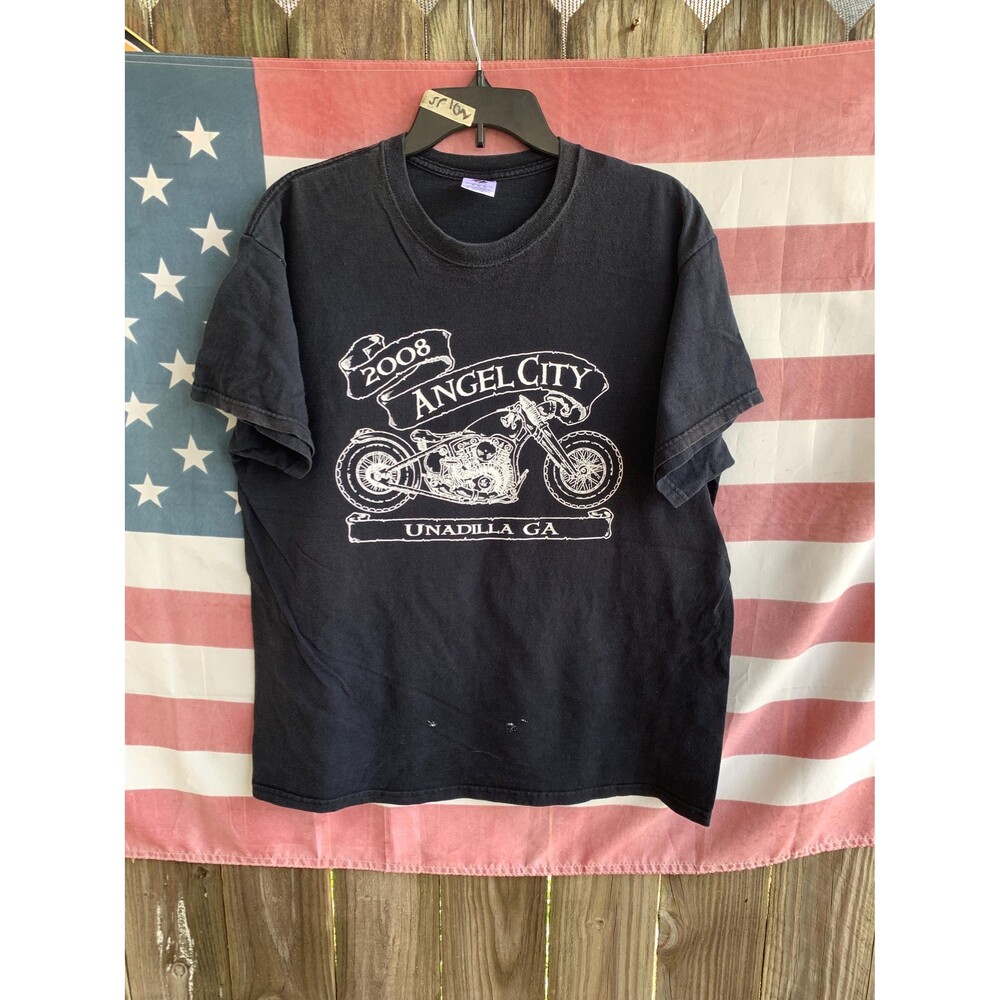 Vintage Y2K Angel City Rally black cotton shirt Size XL